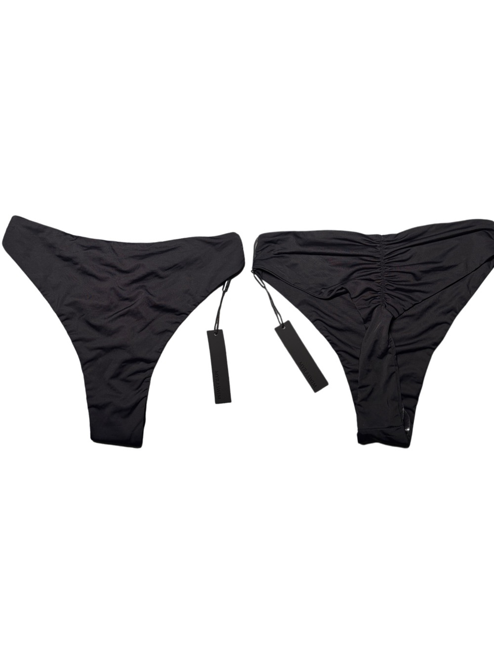 MYRA SWIM black Ruched, Cheeky Bikini Bottoms